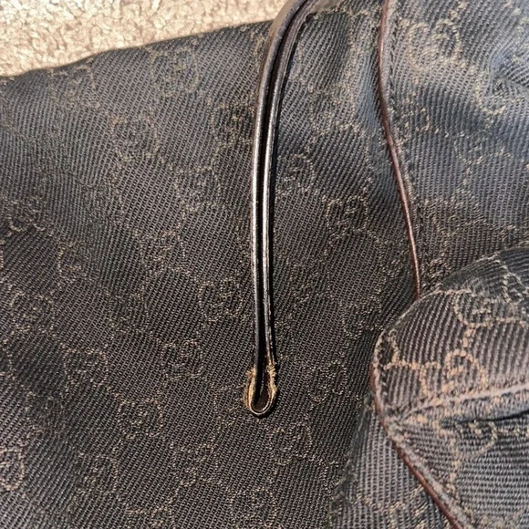 Gucci GG Vintage Canvas Zippered Hobo Bag Black Brown - Picture 7 of 10